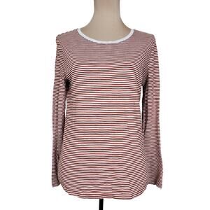 Old Navy Medium Red White Striped Shirt Top